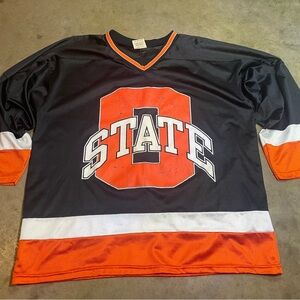 Vtg Red Oak Ohio State Buckeyes Hockey Jersey 90s Large OSU Logo Orange Black